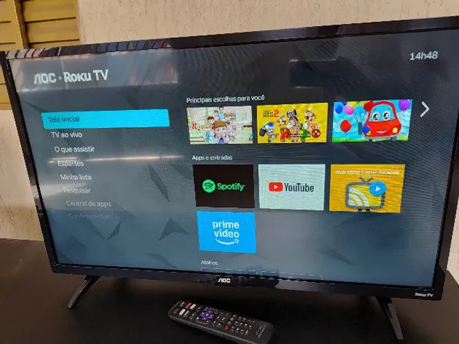 Smart TV Televisão Monitor LED 32 Polegadas AOC Roku TV HD Wi-Fi HDMI USB Netflix YouTube