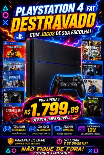 Ps4 fat DESTRAVADO JOGOS A SUA ESCOLHA GARANTIA DE LOJA