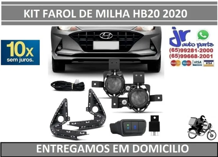 Kit Farol de Milha HB20 HB20S HB20X 2020 2021 Neblina Auxiliar