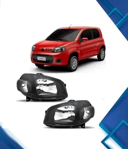 Farol Principal Direito Fiat Uno/ Fiorino Vivace Sporting Mascara Negra Ano: 2011 Até 2015