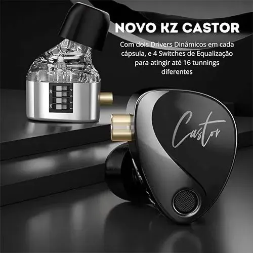 Fone de ouvido KZ Castor sem Mic - Novo e Original