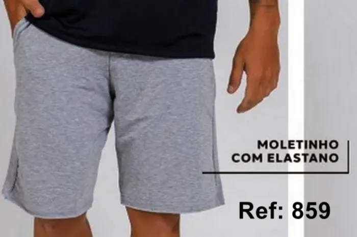 859-Bermuda moletinho com elastano-mescla-com bolsos laterais tam G - Proeza