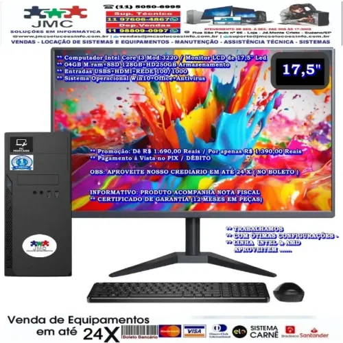 computador I3 mod:3220 valor r$ 1.490,00 a vista ou 24 x no Boleto parcelado-aproveite 