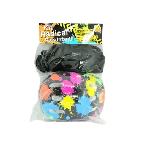 Kit Radical Capacete Joelheira Radical Dmr5486 Preto