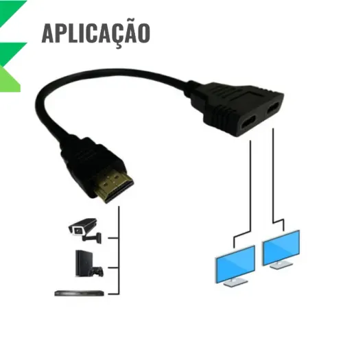 Divisor E Duplicador 1 Hdmi Macho Para 2 Hdmi Fêmea