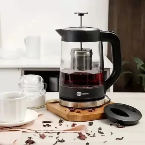 Chaleira Elétrica De Vidro 1,7l Preta Com Infusor 127v Cor Preto