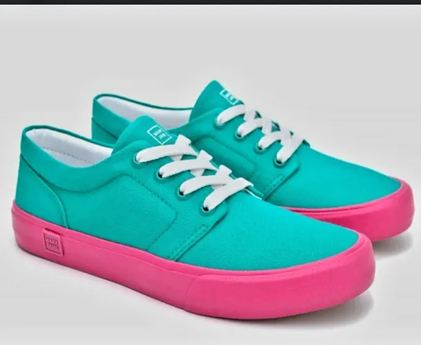 Tênis Casual Verde e Rosa,Mary Jane,femenino,número 36.