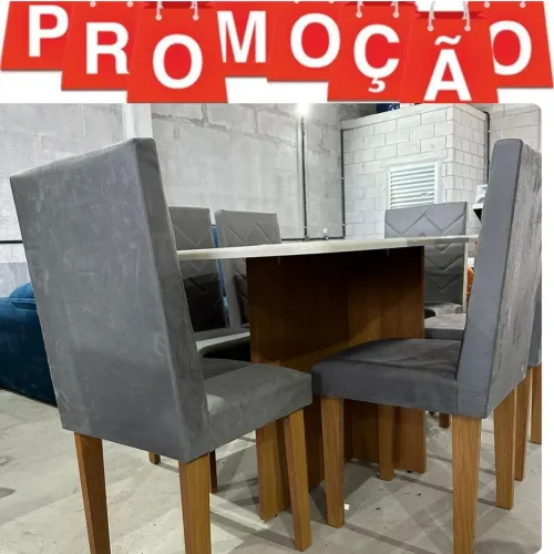Super oferta mesa de 6 cadeiras acolchoadas 