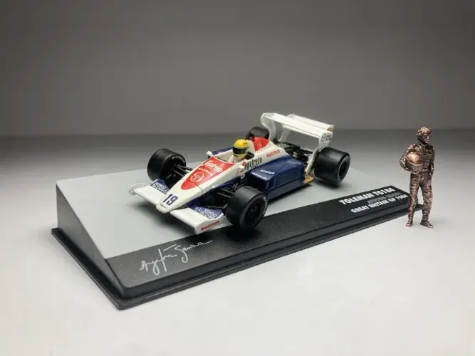 Lendas Brasileiras Do Automobilismo Toleman Tg184 Azul+ Estátua Ayrton Senna/Fascículo