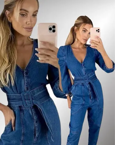 Macacão Jeans Azul 