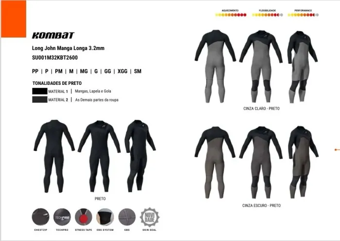 Long John Kombat 3.2mm linha 2026 lançamento chestzip 