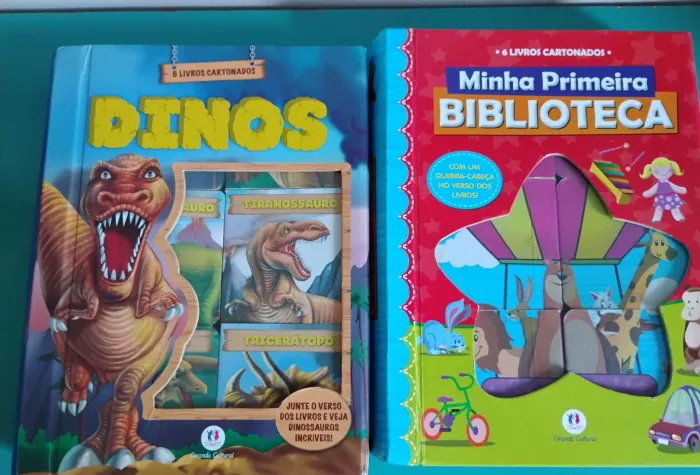 Livros infantis - Dinossauros e Minha Primeira Biblioteca