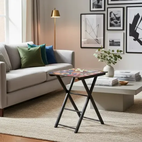 PROMO R$349,99 Mesinha Pop Art em Madeira Maciça - Multiuso - 50 cm