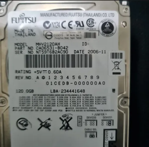 Fujitsu 120 Gb Ide Pata 2.5  Hard Disk Mhv2120ah