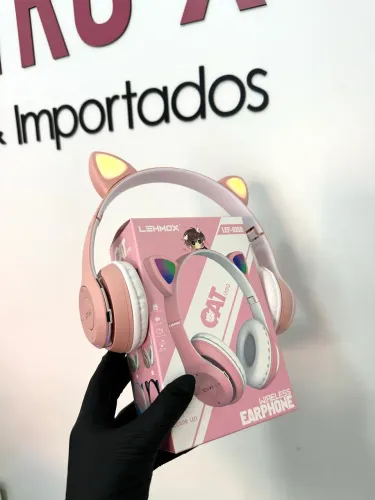 Fone Headphone Bluetooth Gatinho C/led 