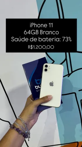 Aparelho Seminovo: iPhone 11 64GB Branco Bateria 73% - R$ 1.200,00