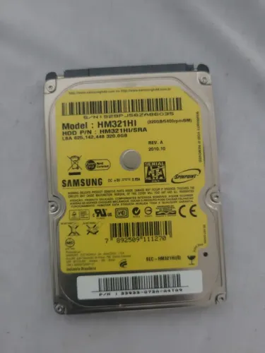 HD Samsung 320GB SATA funcionando perfeitamente 