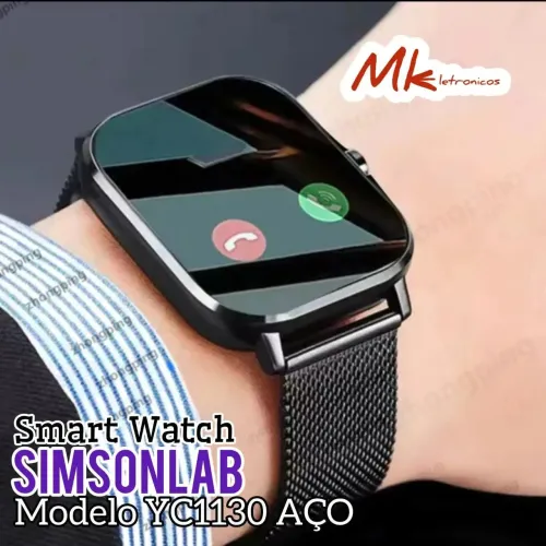Smartwatch SIMSONLAB Modelo YC1130 Duas Pulseira SILICONE e AÇO