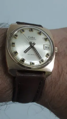 Relógio suíço Eska automático 25 Jewels, década de 1960, relíquia
