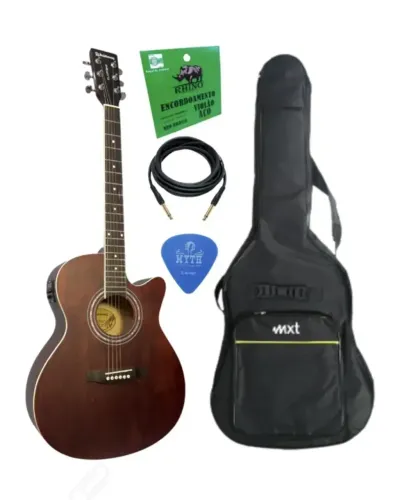 KIT-VIOLAO ELETRO-ACUSTICO WALDMAN C/ Capa Violão Luxo Mxt Acolchoada + CORDA AÇO