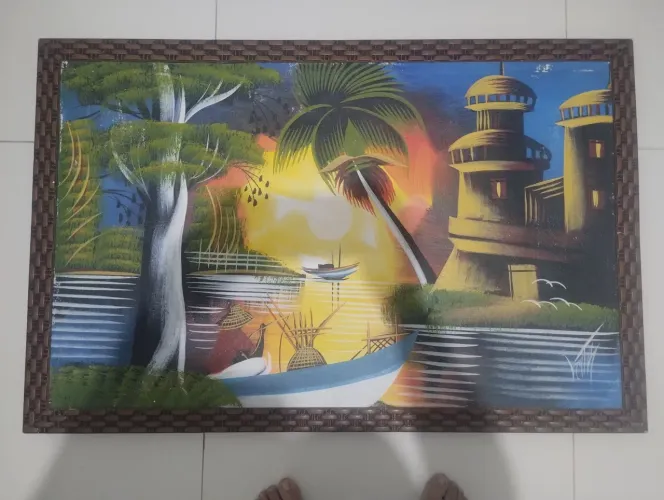 Quadros pintura de tela com moldura mdf