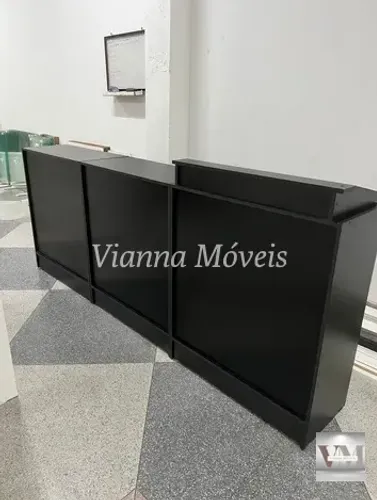 Balcão Caixa + 2 Balcões Atendimento - Preto 