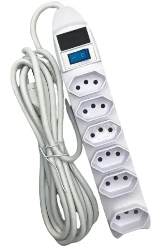 Extensão Elétrica Com 6 Tomadas 3m Knup SL-7606/3 com Fusivel de Proteção 
