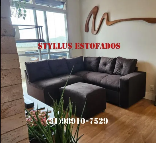 Sofá de canto com puff - Conforto e estilo para sua sala