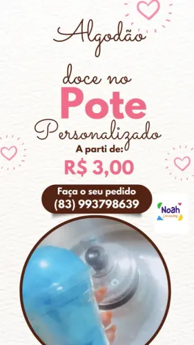 Algodão Doce Personalizado no Pote