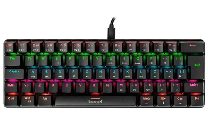 Teclado Mecanico TGT Sherman Compacto, Rainbow, ABNT2, Switch Azul