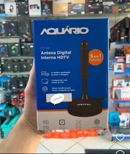 Antena Digital Interna HDTV Aquário DTV-100