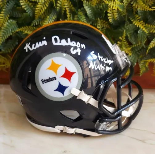 KEVIN DOTSON mini capacete autografado Riddell NFL Pittsburgh Steelers com certificado BAS