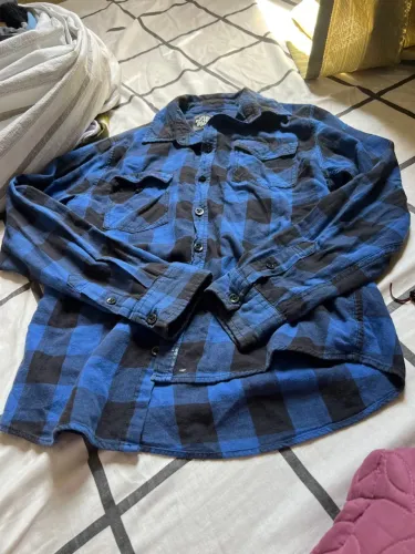 Camisa Xadrez Azul e Preto Infantil