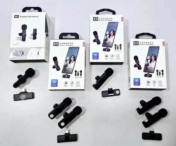 Microfone Sem Fio K9 e W2 - Ideal para Vídeos e Lives