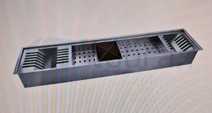 Canal Calha Organizador - Aço Inox c/ 5 módulos - Marca Tubrax
