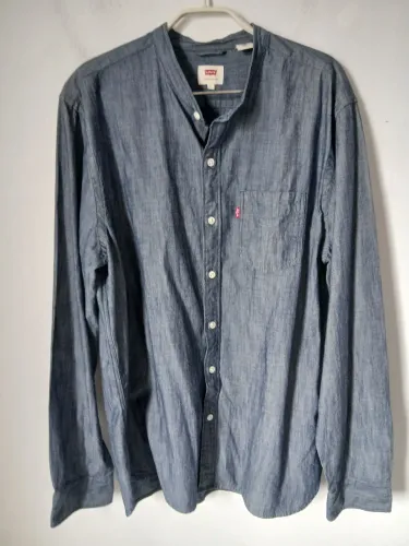 Camisa Chambray levis Azul gola mandarim G