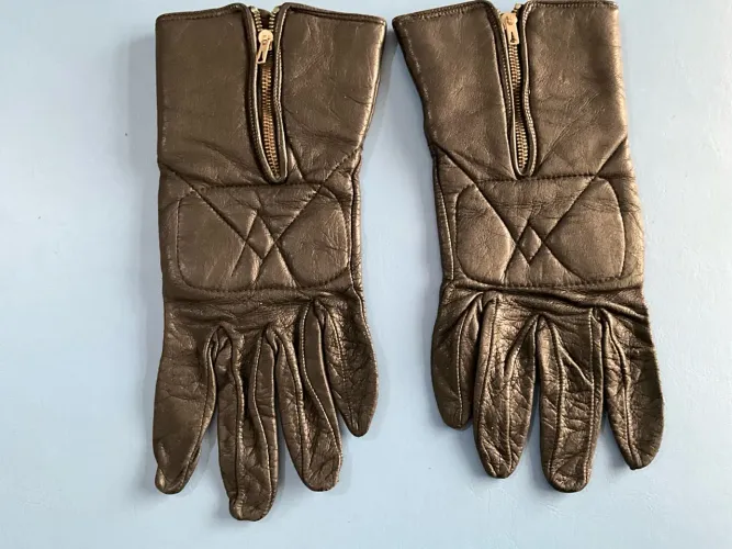 Luvas de couro  com zíper para motoqueira