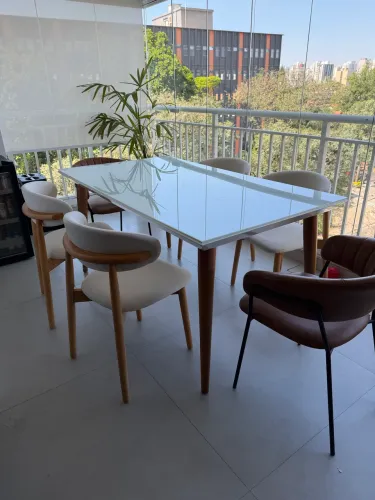 Mesa branca 6 lugares 160x90cm