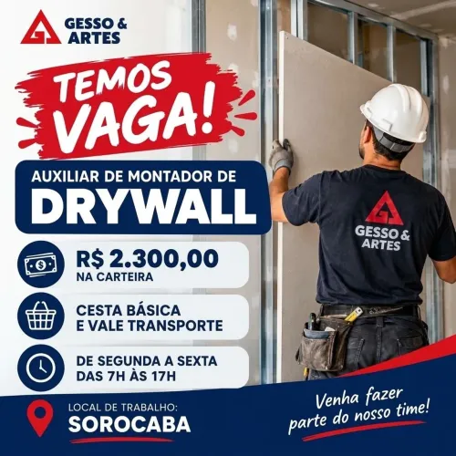 Vaga para auxiliar R$2300 + benefícios