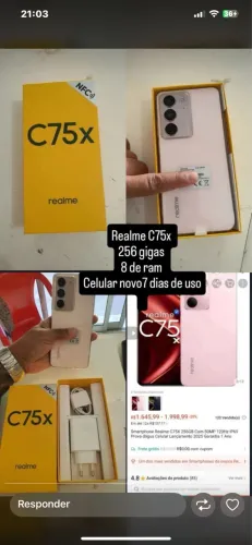 Vendo Celular novo na caixa ,nunca usado. Realme c75x A prova D'gua.