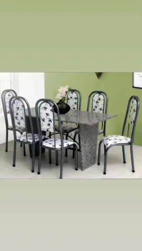 Conjunto de Mesa Granito Com 06 Cadeiras luxo