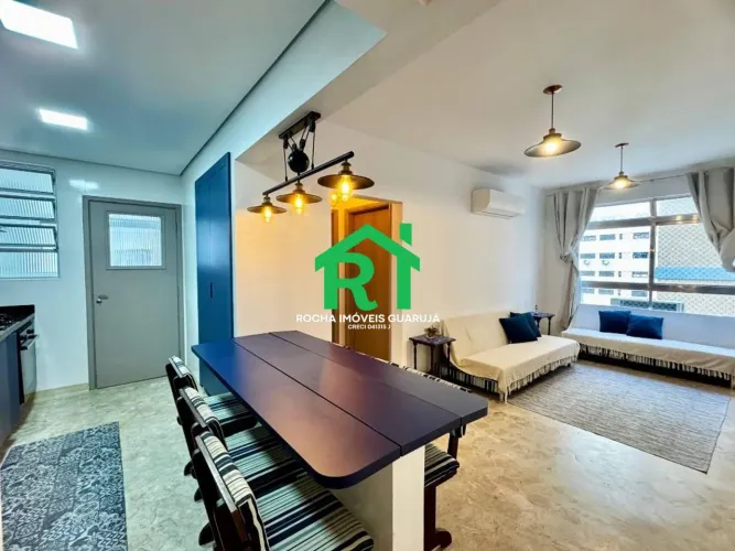 Apartamento beira mar com 1 quarto e 1 vaga em Pitangueiras, Guarujá