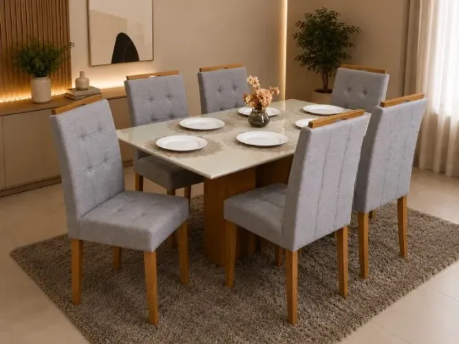 Mesa de Jantar Los Angeles com 6 Cadeiras (parcelamos em até 10x sem juros)