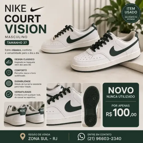 Tênis Nike Court Vision masculino novo