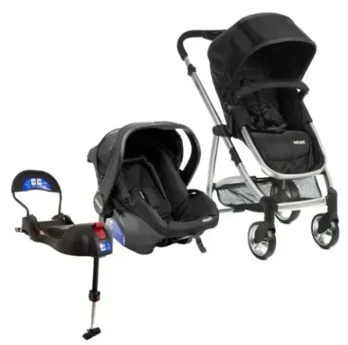 Carrinho de Bebê Infanti Epic Lite Travel System Trio Preto + Bebê Conforto + Base ISOFIX