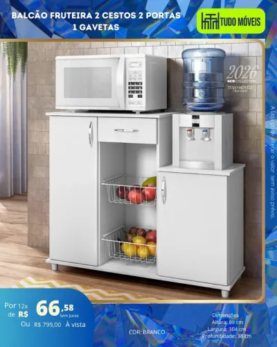 Balcão Fruteira 2 cestos 2 portas 1 gaveta