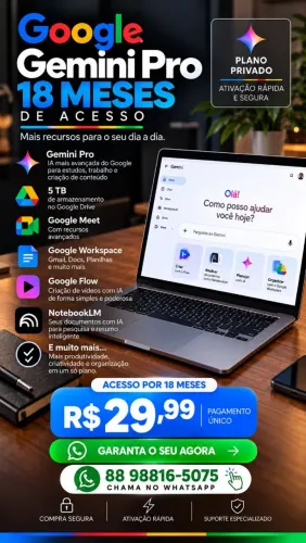 Plano Google AI PRO 18 meses