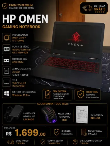 ? HP OMEN Gaming i7 + GTX 1050 4GB por R$ 1.699!