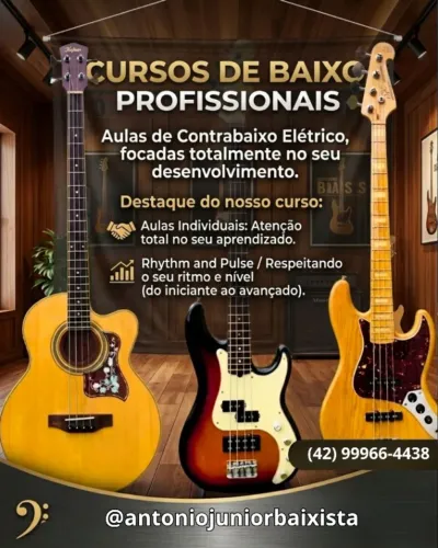 Aulas de contra baixo e violão