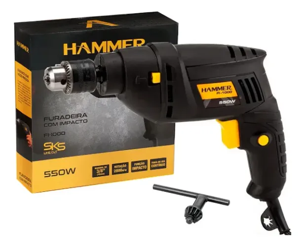 Furadeira de Impacto 3/8 Pol 550W Hammer FI-1000